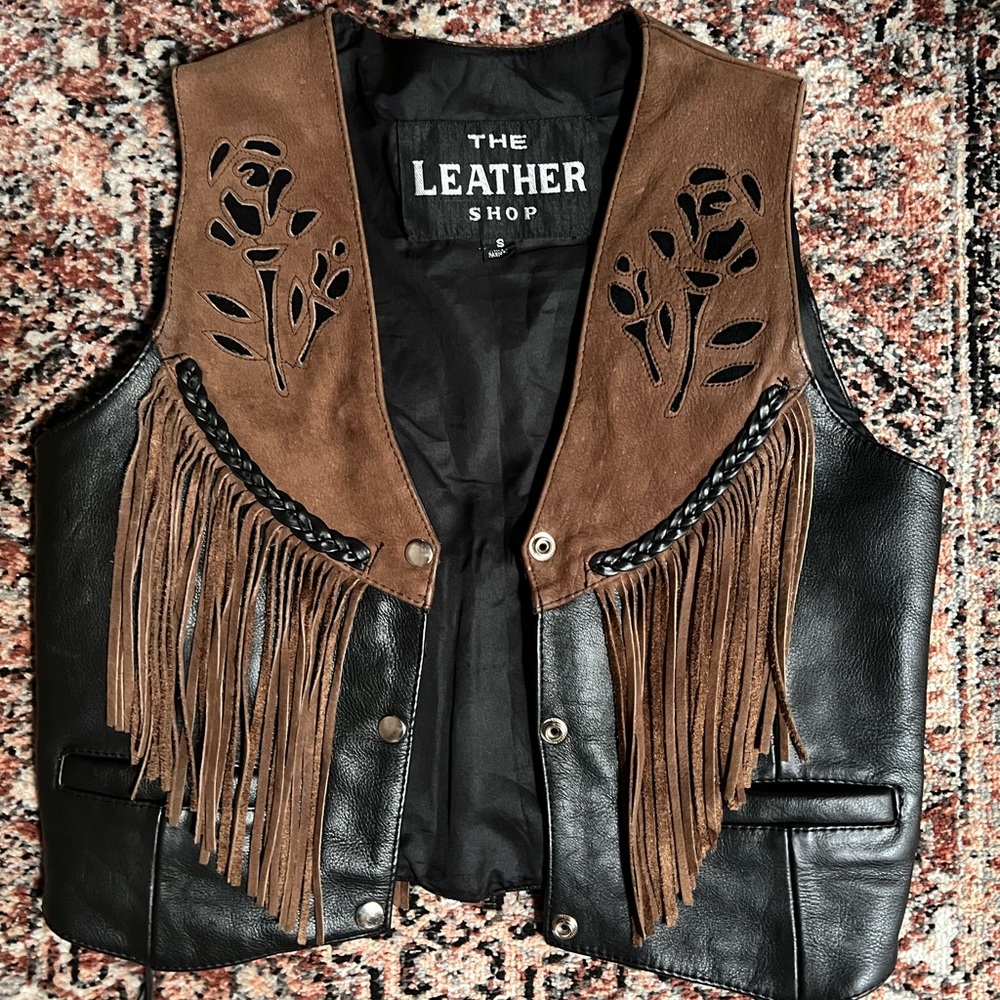 Genuine leather fringe jacket